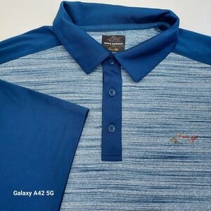 Greg Norman for Tasso Elba PlayDry Golf Polo Shirt Blue Space Dye Mens L FA17